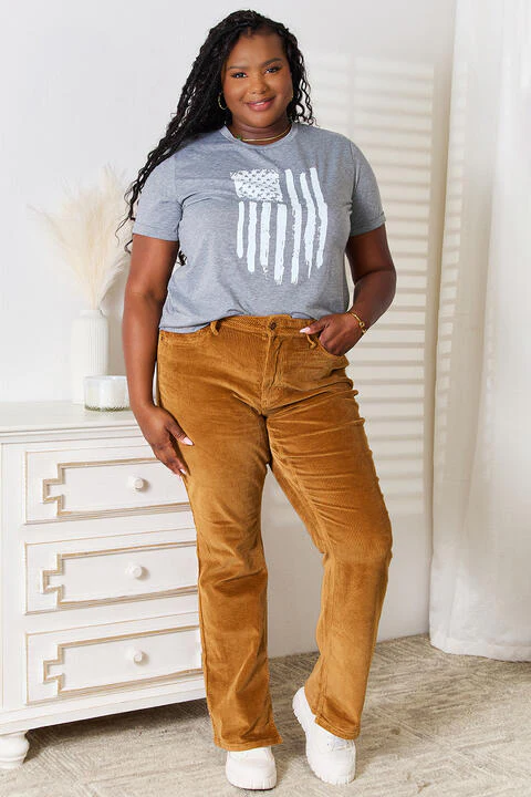 Simply Love US Flag Graphic Cuffed Sleeve T-Shirt - Image 8