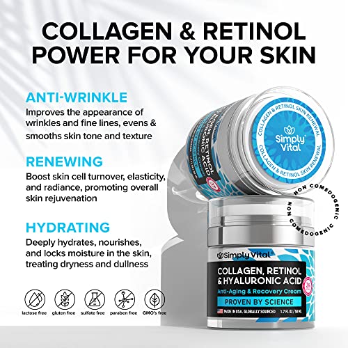 SimplyVital Face Moisturizer Collagen Cream - Anti Aging Neck and Décolleté - Made in USA Day & Night Face Cream - Moisturizing, Lifting & Recovery – 1.7oz - Image 7