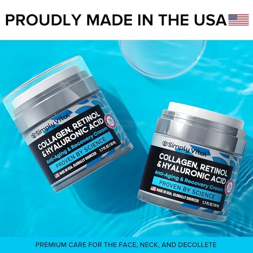 SimplyVital Face Moisturizer Collagen Cream - Anti Aging Neck and Décolleté - Made in USA Day & Night Face Cream - Moisturizing, Lifting & Recovery – 1.7oz - Image 8