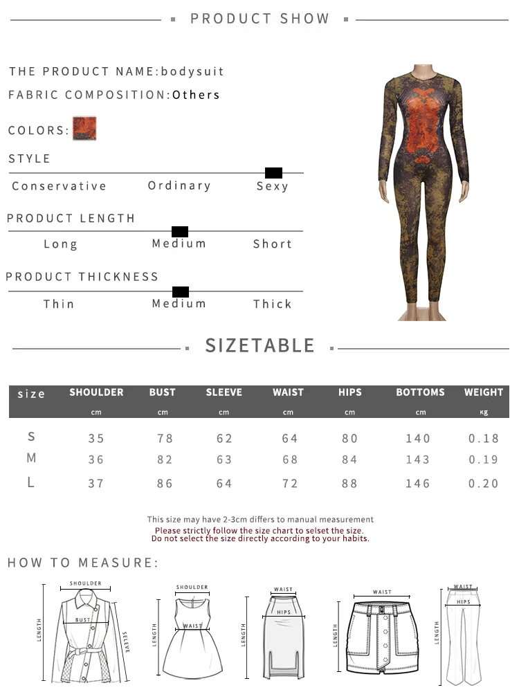 Sisterlinda Printing Slim O-Neck Long Sleeve Jumpsuit Women Sexy Popular Body-shaping Vestidos Girl Party Leisure Pencil Pants - Image 6