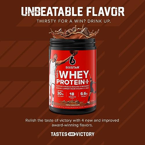 Six Star Whey Protein Powder Whey Protein Plus, Whey Protein Isolate & Peptides, Lean Protein Powder for Muscle Gain, Muscle Builder for Men & Women,Triple Chocolate, 1.8 lbs (Package Varies) - Image 4