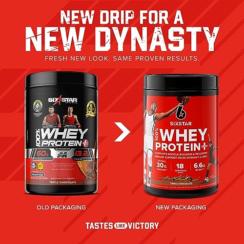 Six Star Whey Protein Powder Whey Protein Plus, Whey Protein Isolate & Peptides, Lean Protein Powder for Muscle Gain, Muscle Builder for Men & Women,Triple Chocolate, 1.8 lbs (Package Varies) - Image 8