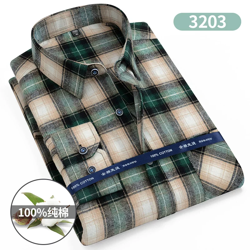 Size 11XL 10XL 9XL Fashion Flannel Plaid Shirts For Men‘s Long Sleeve Cotton Casual Blouse Soft Standard-Fit Shirt Male Clothing - Image 9