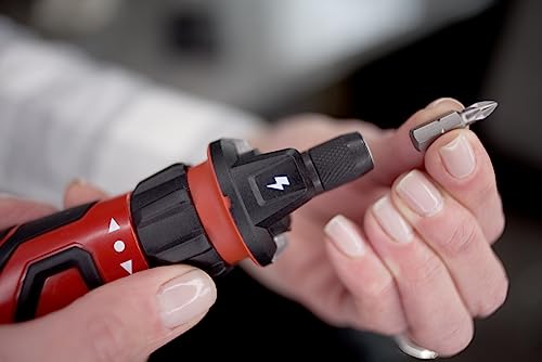 SKIL Rechargeable 4V Cordless Screwdriver with Circuit Sensor Technology, Includes 9pcs Bit, 1pc Bit Holder, USB Charging Cable - SD561201, Red - Image 3