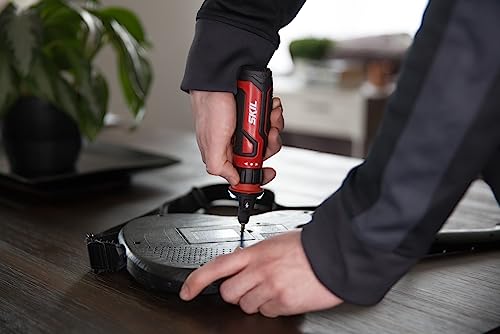 SKIL Rechargeable 4V Cordless Screwdriver with Circuit Sensor Technology, Includes 9pcs Bit, 1pc Bit Holder, USB Charging Cable - SD561201, Red - Image 4