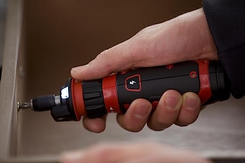 SKIL Rechargeable 4V Cordless Screwdriver with Circuit Sensor Technology, Includes 9pcs Bit, 1pc Bit Holder, USB Charging Cable - SD561201, Red - Image 5