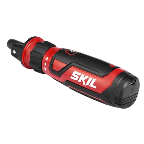 SKIL Rechargeable 4V Cordless Screwdriver with Circuit Sensor Technology, Includes 9pcs Bit, 1pc Bit Holder, USB Charging Cable - SD561201, Red - Image 6
