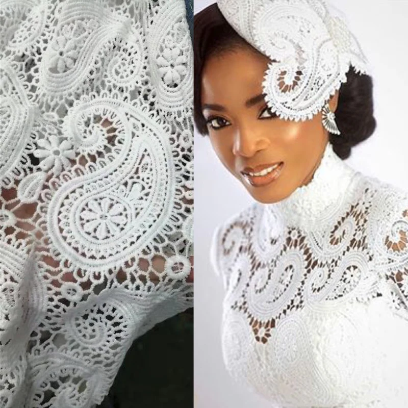 Skin Friendly Latest Classic Grade Riche Guipure Lace Soft Cashew pattern African Cord Lace Fabric For Party Dress NN931_k - Image 18