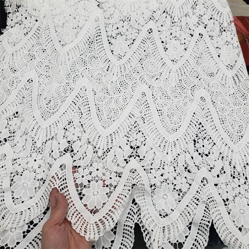 Skin Friendly Latest Classic Grade Riche Guipure Lace Soft Cashew pattern African Cord Lace Fabric For Party Dress NN931_k - Image 3