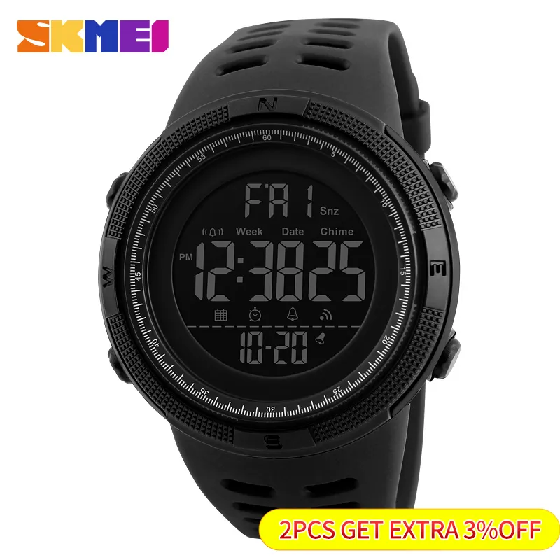 SKMEI Fashion Outdoor Sport Watch Men Multifunction Watches Alarm Clock Chrono 5Bar Waterproof Digital Watch reloj hombre 1251 - Image 2