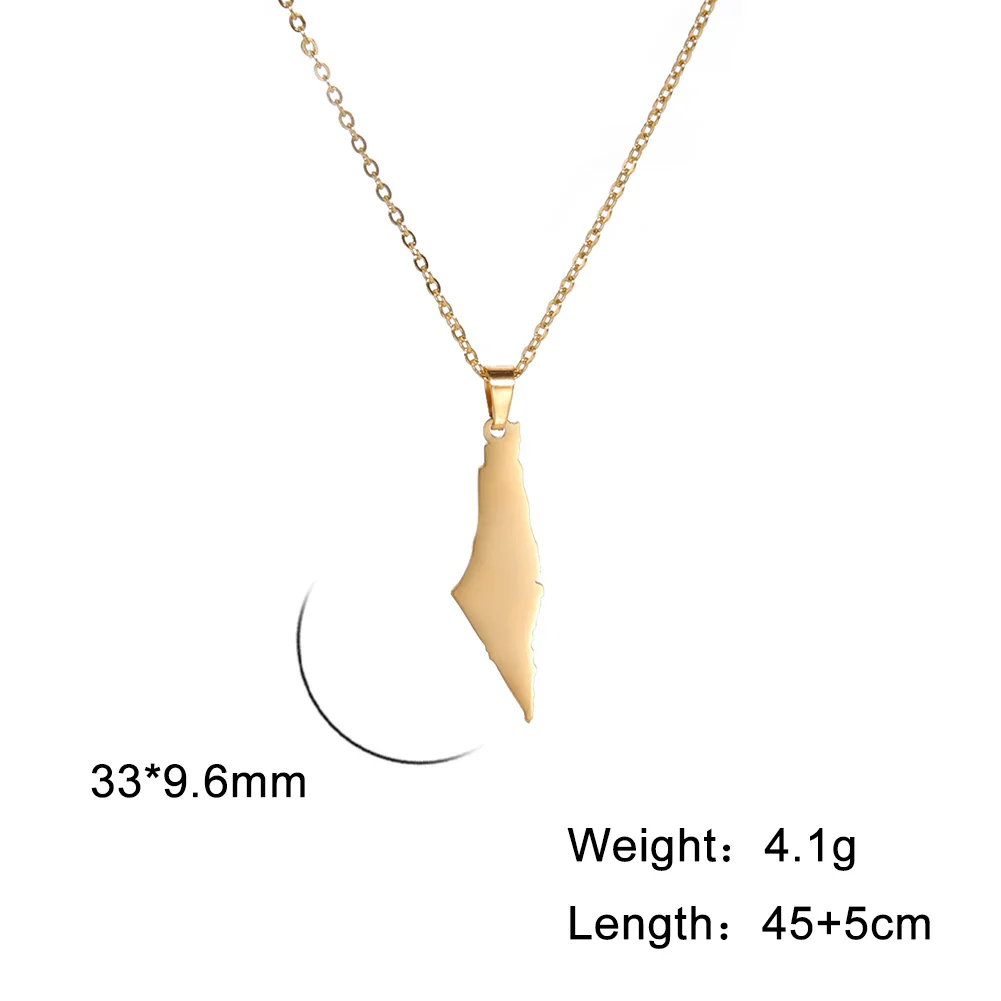 Skyrim Israel and Palestine Map Pendant Necklace for Women Men Stainless Steel Gold Color Neck Chains Country Geography Jewelry - Image 11
