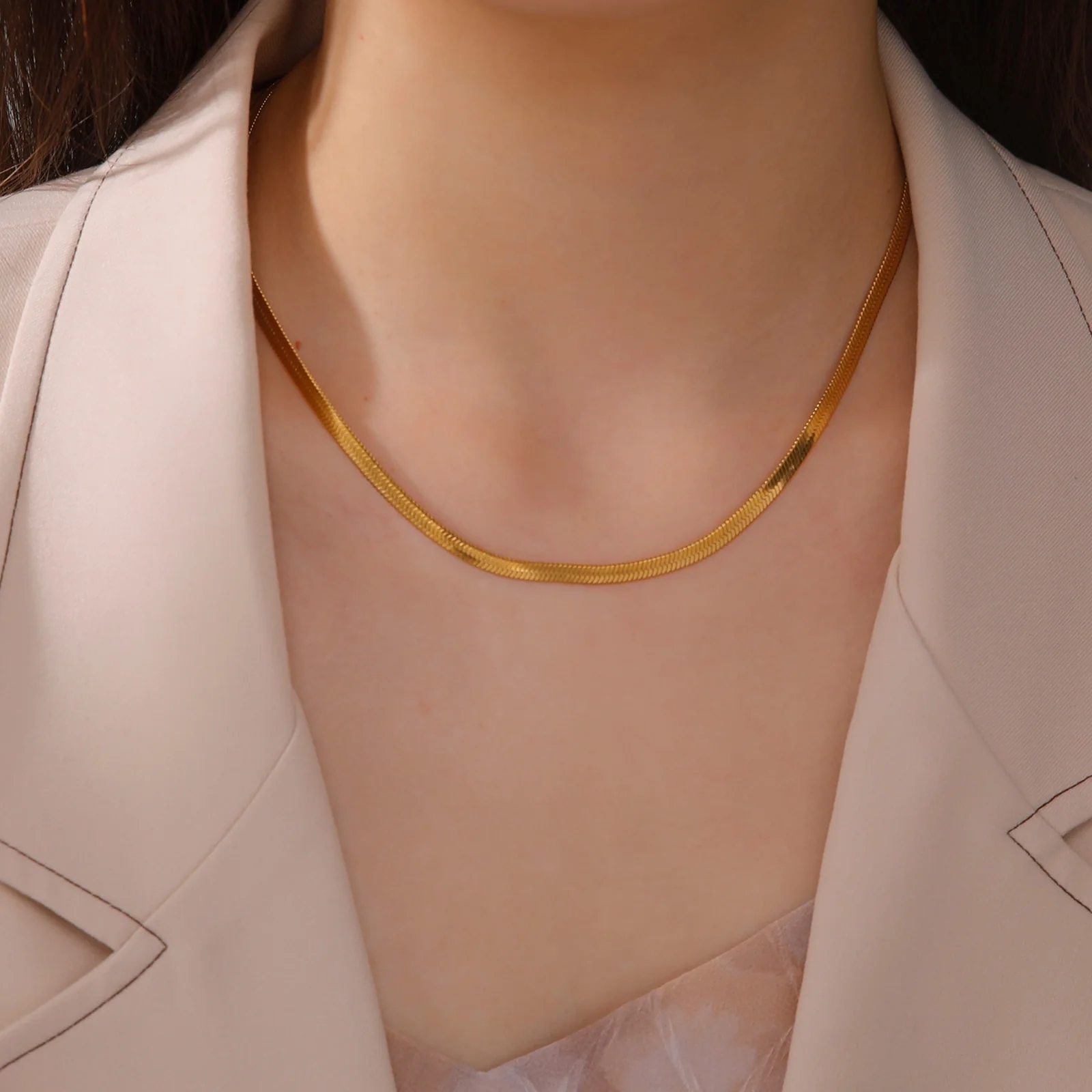 Skyrim Stainless Steel Snake Chain Necklace for Women Men Minimalist Gold Color Choker Neck Chains 2023 Trend Jewelry Gift Hot - Image 6