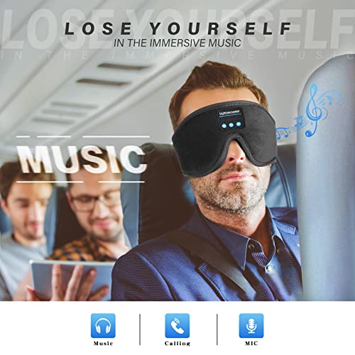 Sleep Headphones, Bluetooth 5.0 Wireless 3D Eye Mask, Lightimetunnel Washable Sleeping Headphones for Side Sleepers With Adjustable Ultra Thin Stereo Speakers Microphone Hands Free for Insomnia Travel - Image 6