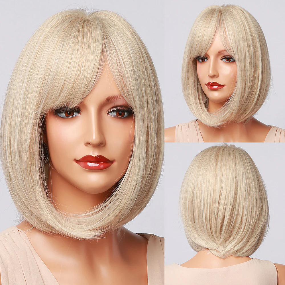 Slightly Parted Short Straight Hair Ladies Chemical Fiber Wig Headgear - Image 10