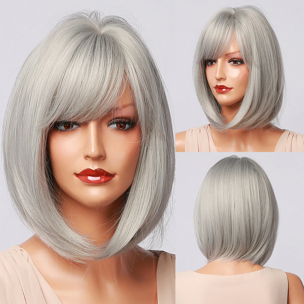 Slightly Parted Short Straight Hair Ladies Chemical Fiber Wig Headgear - Image 11