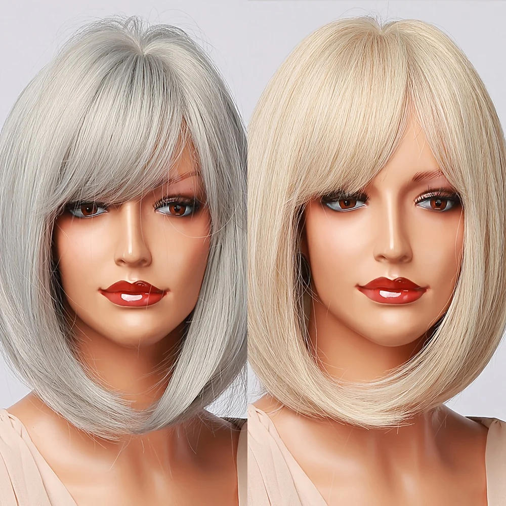 Slightly Parted Short Straight Hair Ladies Chemical Fiber Wig Headgear - Image 2