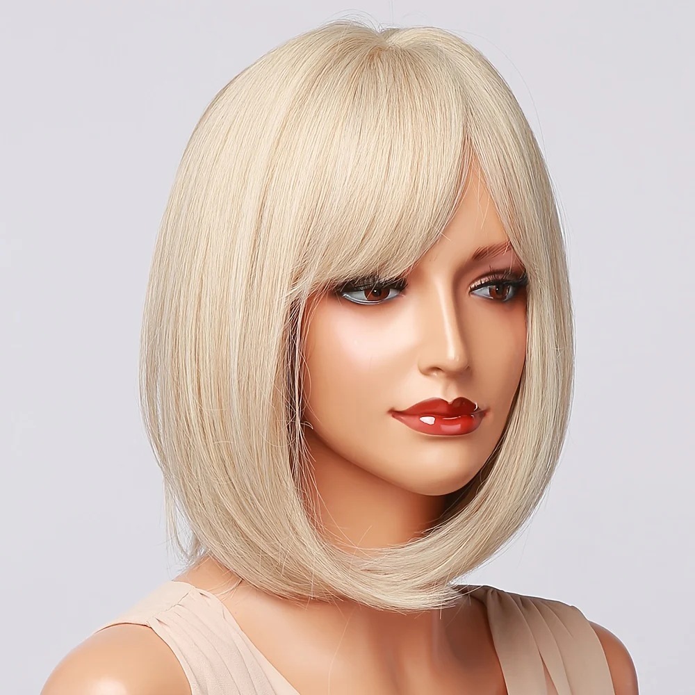 Slightly Parted Short Straight Hair Ladies Chemical Fiber Wig Headgear - Image 5
