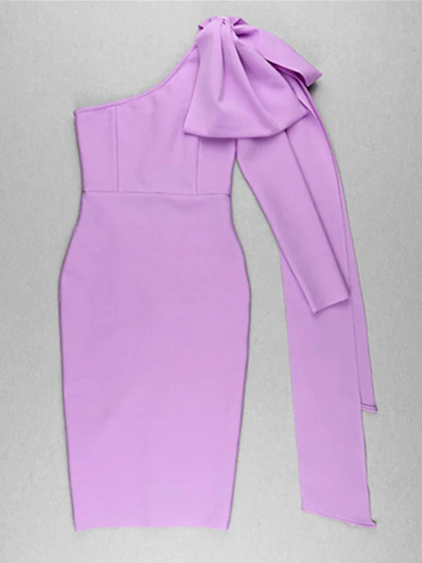 Slim-Fit Orange New One-Shoulder Long Sleeve Stretch Bandage Dress Thin Elegant Bandage Dress Evening Gown Elegant Socialite - Image 10