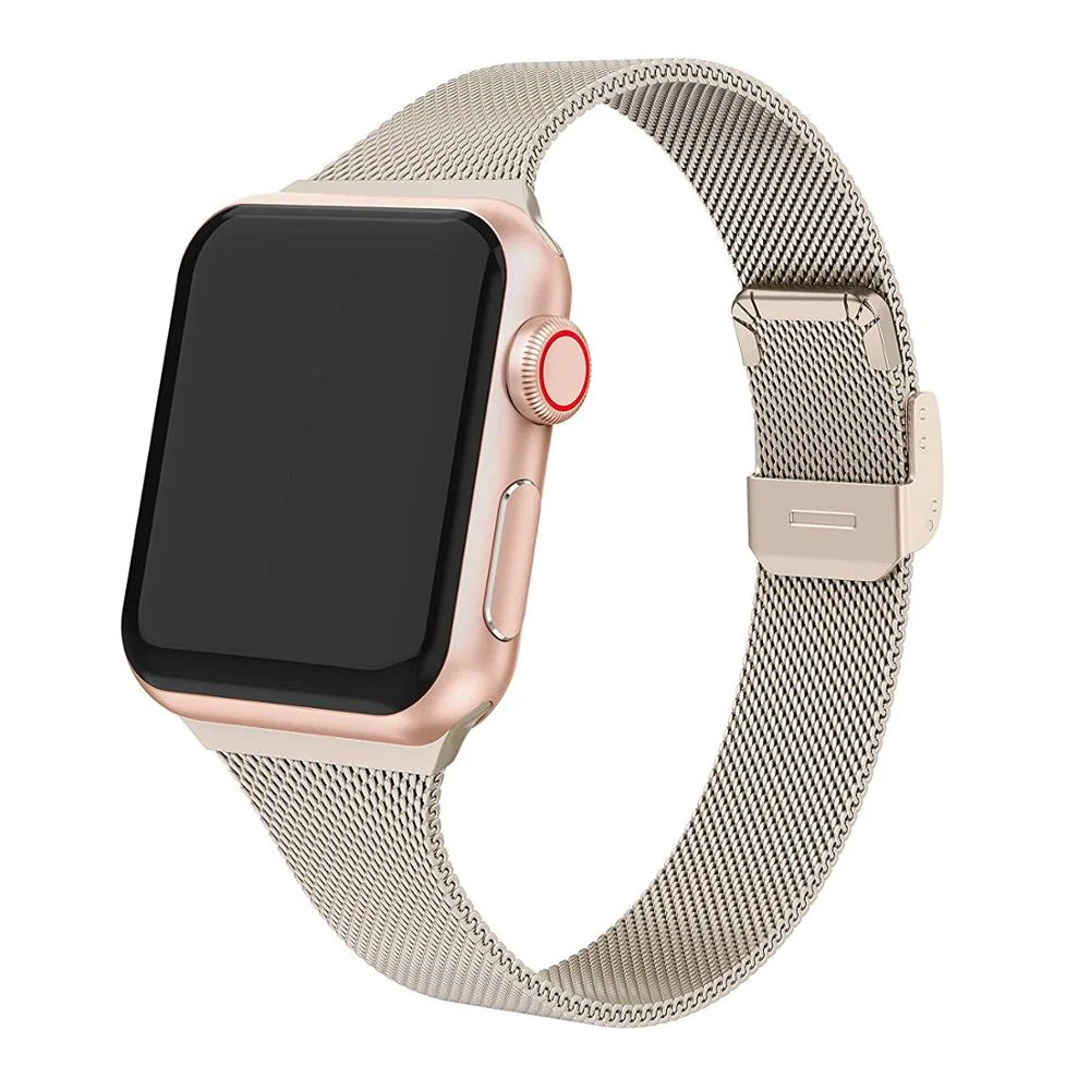 Slim strap For Apple Watch band 40mm 44mm 45mm 41mm 49mm 38mm 42mm Meatl bracelet correa iWatch serieS 3 4 5 6 se 7 8 ultra - Image 3