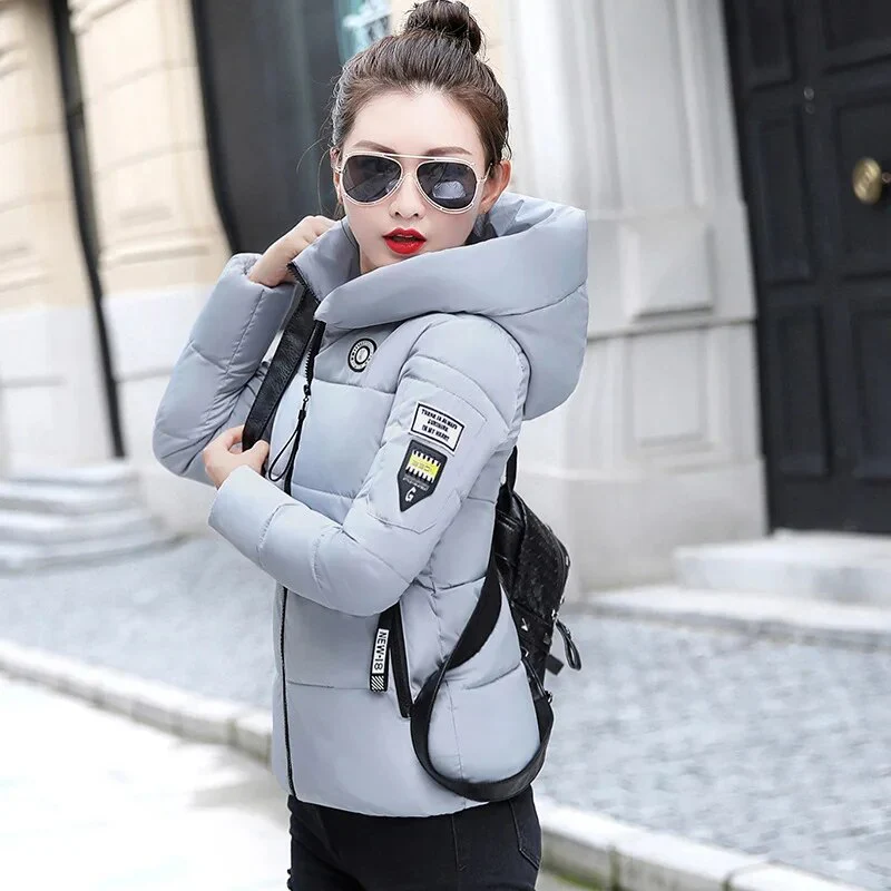 Slim Winter Women Hooded Down Jacket Casual Long Sleeve Zippers Short Outerwear Female Korean Warm Down Coat Tops Parkas Outwear - Image 3