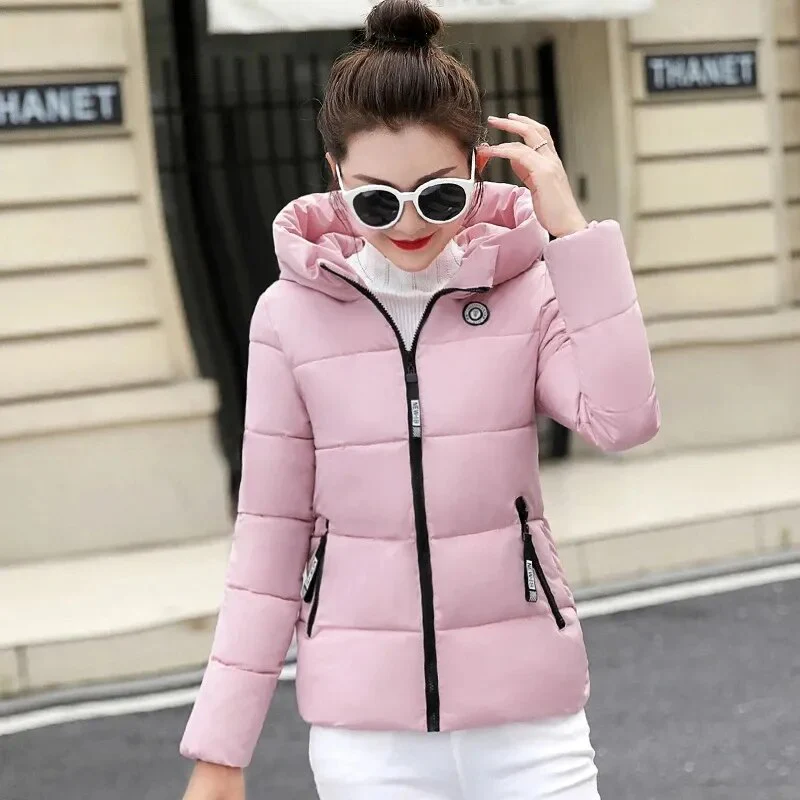 Slim Winter Women Hooded Down Jacket Casual Long Sleeve Zippers Short Outerwear Female Korean Warm Down Coat Tops Parkas Outwear - Image 6