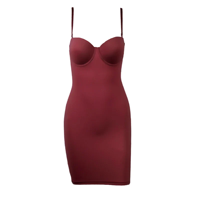 Slimming Full Length Shapewear Slips Nude Straight Tube Dress Body Shaper Women Skinny Under Dresses Underwire Cup Black - Image 10