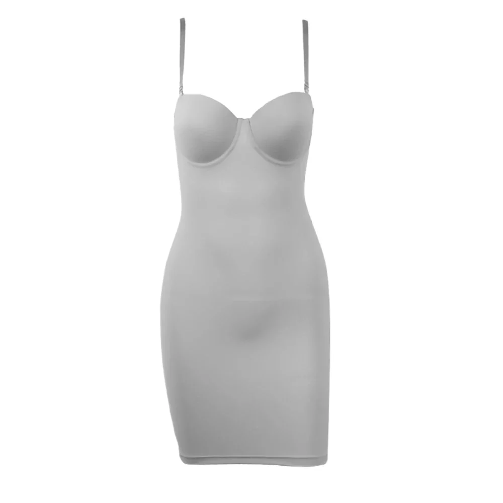 Slimming Full Length Shapewear Slips Nude Straight Tube Dress Body Shaper Women Skinny Under Dresses Underwire Cup Black - Image 8
