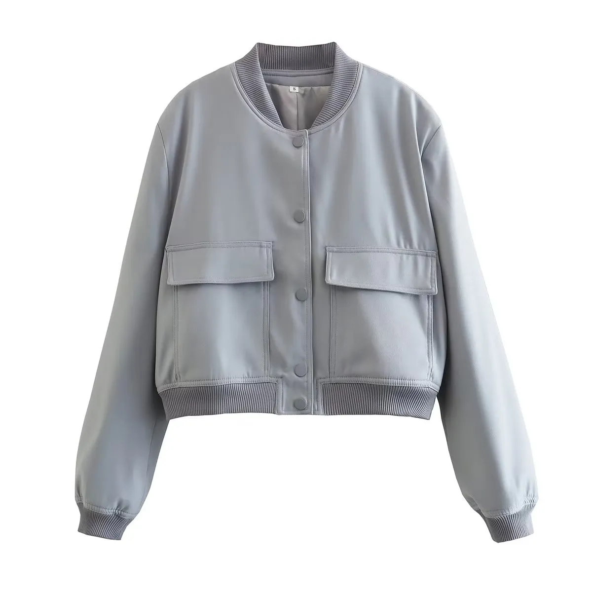 SLTNX Fashion Bomber Jackets for Women 2023 Chic Pockets Coats Female Long Sleeve Stand Collar Casual Jacket New Outerwears - Image 12