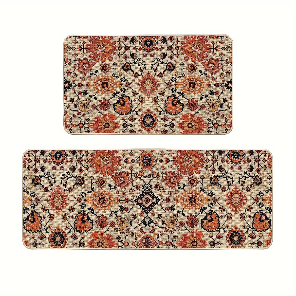Sm:)e Flowers Bohemia Kitchen Mats Set Of 2, Daily Boho Home Decor Low-Profile Kitchen Rugs for Floor - 17x29 And 17x47 Inch - Image 8