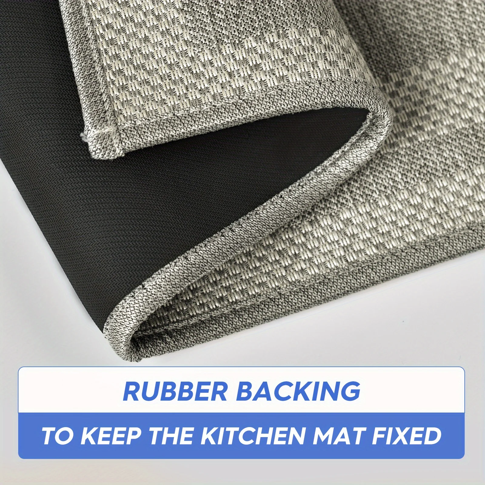 Sm:)e Rubber Non-Slip Washable Absorbent Kitchen Rugs and Mats Set of 2, Kitchen Mats for Floor Kitchen Runner Hallway Laundry Room in Front of Sink Beige Grey - 17x29 and 17x47 Inch - Image 7