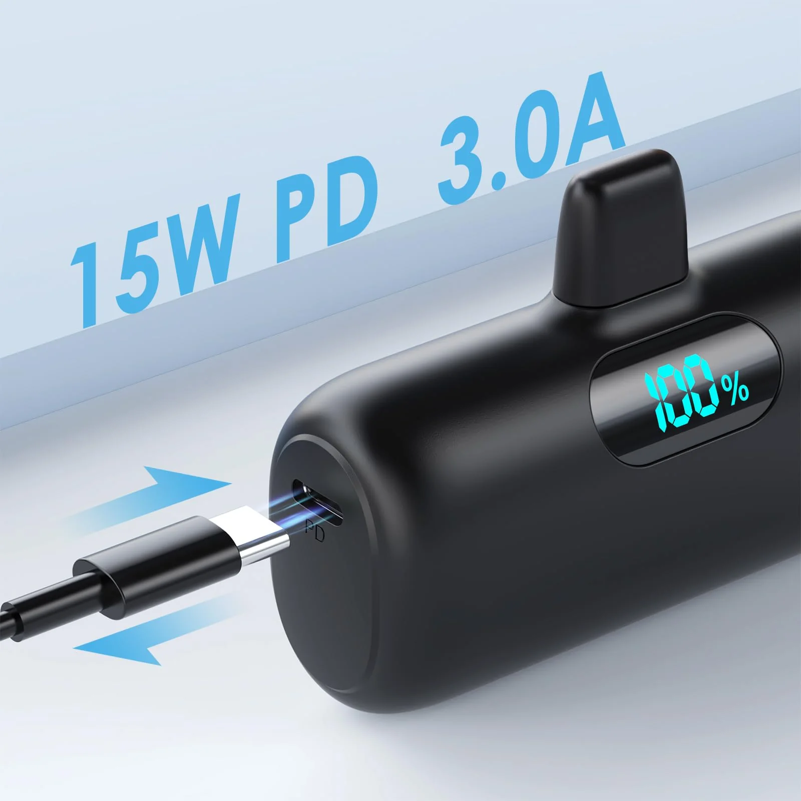Small Portable Charger for iPhone,Upgraded 5000mAh PD Fast Charging Power Bank,Mini Battery Pack Backup Charger Compatible with iPhone 14/14 Pro Max/13/13 Pro/12 Pro/11/XS/XR/X/8/7/6 etc-Black - Image 2