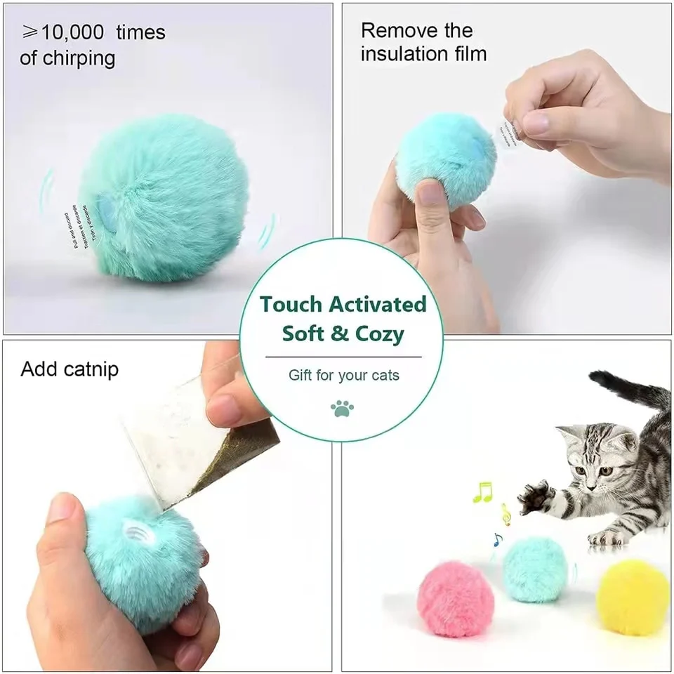Smart Cat Toys Interactive Ball Plush Electric Catnip Training Toy Kitten Touch Sounding Pet Product Squeak Toy Ball Cat Supplie - Image 10