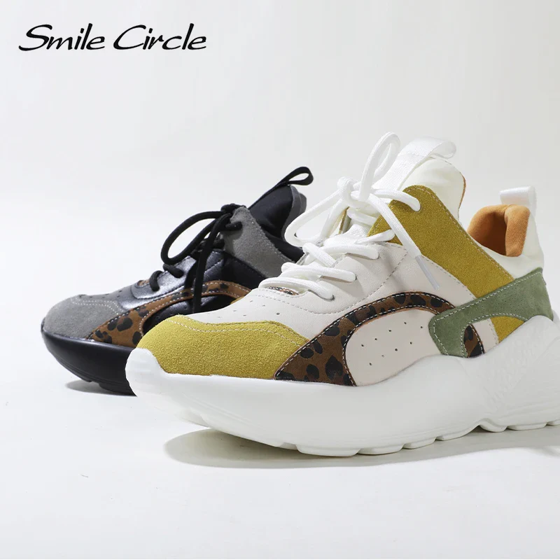 Smile Circle Women Sneakers Flat Platform shoes Suede Leather fashion casual Breathable Thick bottom Ladies Shoes - Image 4