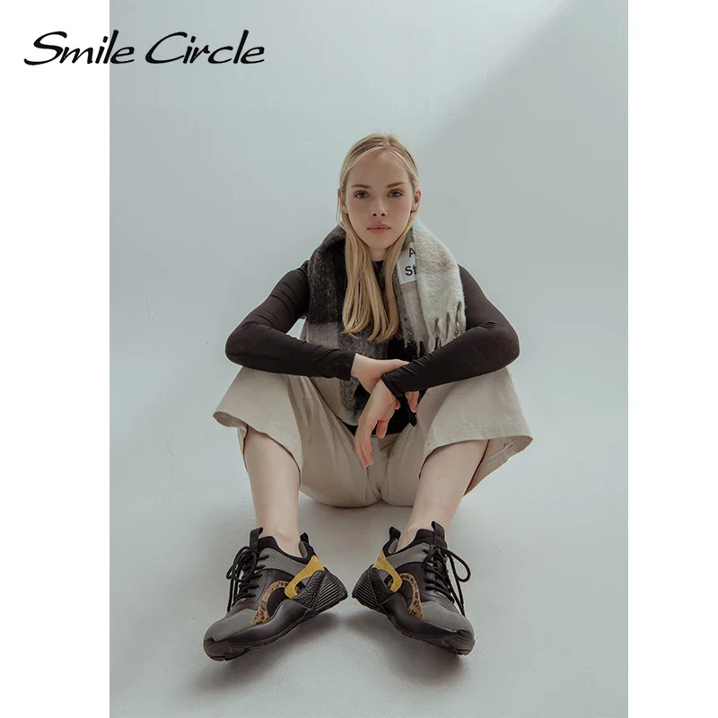 Smile Circle Women Sneakers Flat Platform shoes Suede Leather fashion casual Breathable Thick bottom Ladies Shoes - Image 5