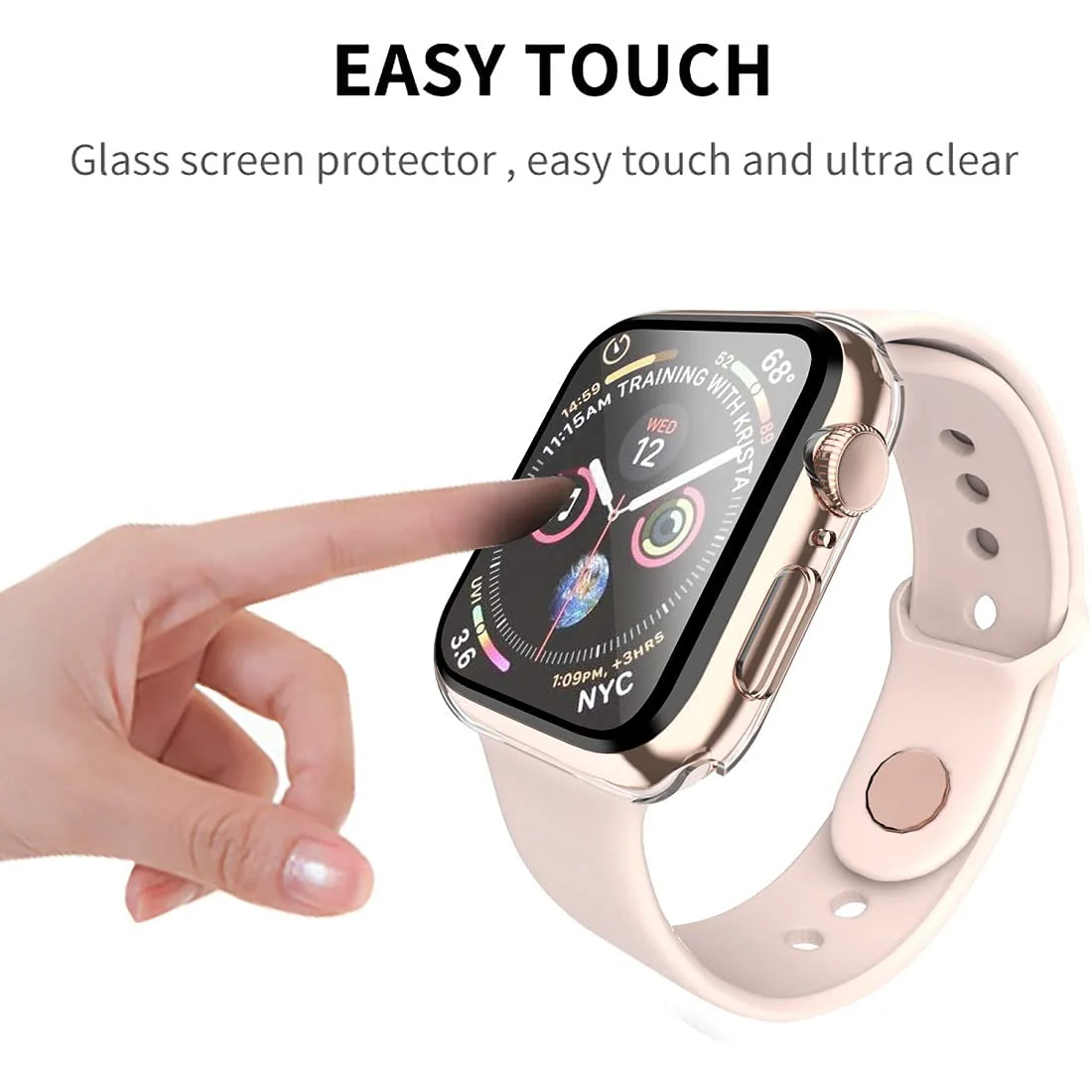 Smiling 2 Pack Case with Built in Tempered Glass Screen Protector Compatible with Apple Watch SE 2023/Series 6 /SE 2/Series 5 /Series 4 40mm, Hard PC Case Overall Protective Cover-Transparent - Image 4