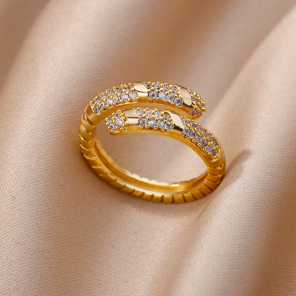 Snake Rings For Women Men Punk Hip Hop Open Adjustable Gold Plated Ring Stainless Steel Zircon Aesthetic Jewelry anillos Homme - Image 10