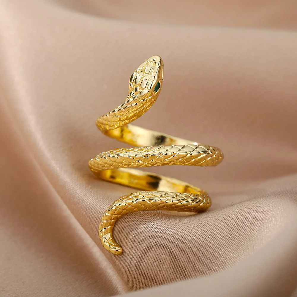 Snake Rings For Women Men Punk Hip Hop Open Adjustable Gold Plated Ring Stainless Steel Zircon Aesthetic Jewelry anillos Homme - Image 12