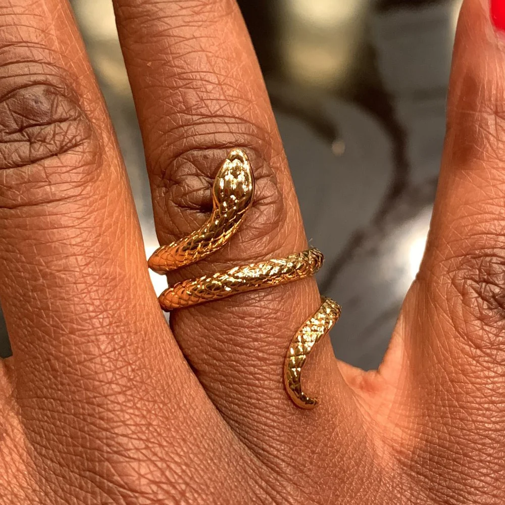 Snake Rings For Women Men Punk Hip Hop Open Adjustable Gold Plated Ring Stainless Steel Zircon Aesthetic Jewelry anillos Homme - Image 13