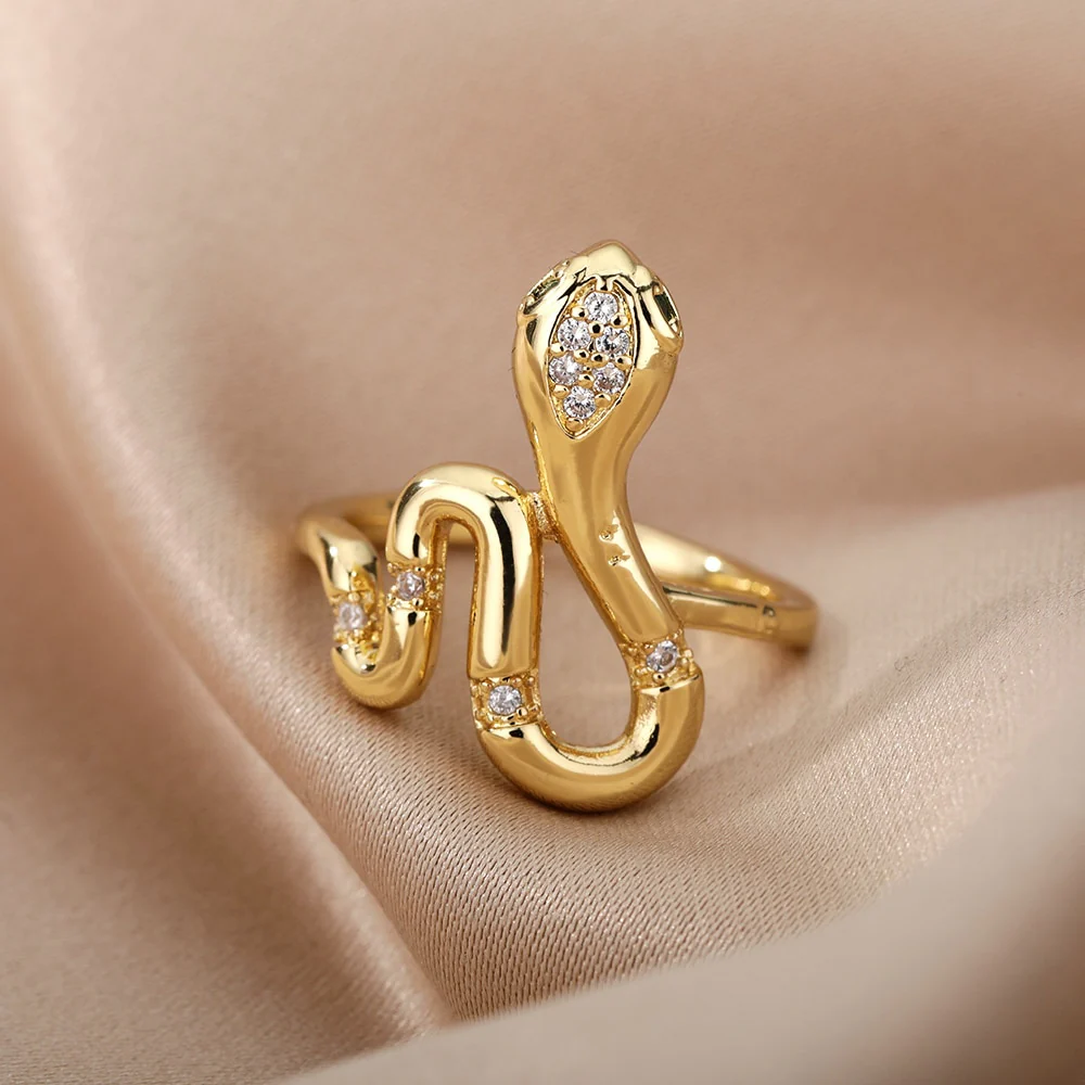 Snake Rings For Women Men Punk Hip Hop Open Adjustable Gold Plated Ring Stainless Steel Zircon Aesthetic Jewelry anillos Homme - Image 14