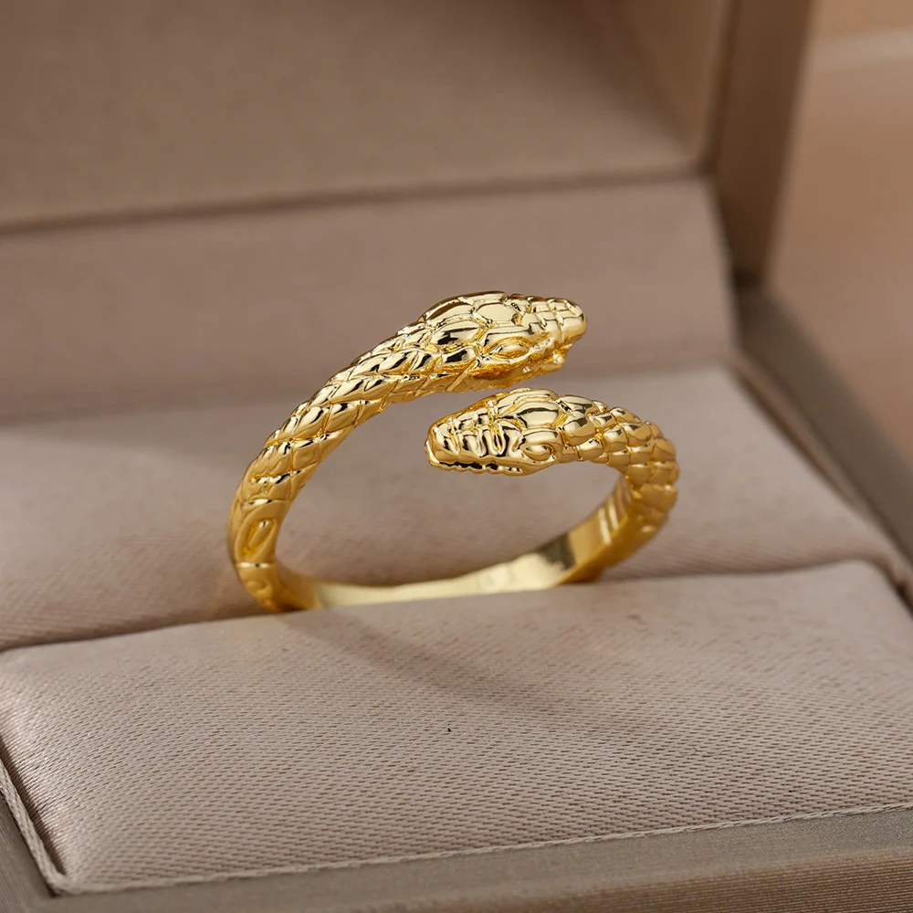 Snake Rings For Women Men Punk Hip Hop Open Adjustable Gold Plated Ring Stainless Steel Zircon Aesthetic Jewelry anillos Homme - Image 5