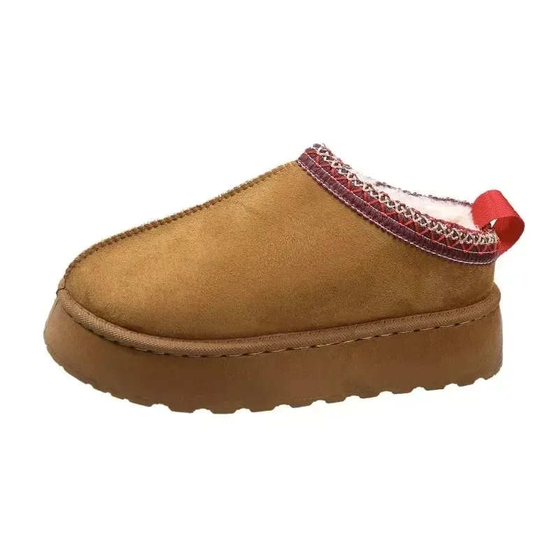 Snow Boots for Women 2024 Winter New Cashmere Warm Thick Soles Without Heel-covered Hair Half Slipper Cotton Shoes for Women - Image 6