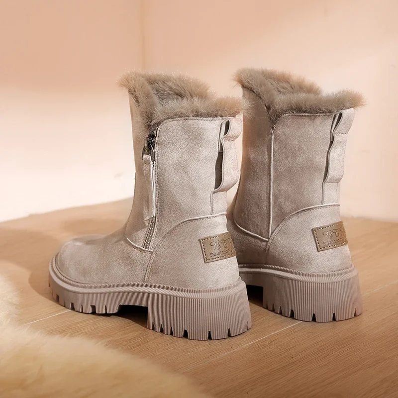 Snow Boots Women 2023 Winter Warm Fashion Designer Platform Boots Gladiator Non-slip Short Plush Flats Suede Shoes Mujer - Image 4