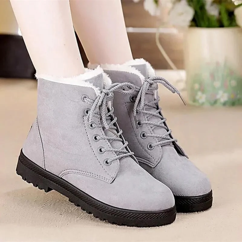 Snow Boots Women Classic Faux Suede Winter Women Boots Warm Plush Female Ankle Boots Hot Women Shoes Lace-up Shoes Woman WSH2461 - Image 10