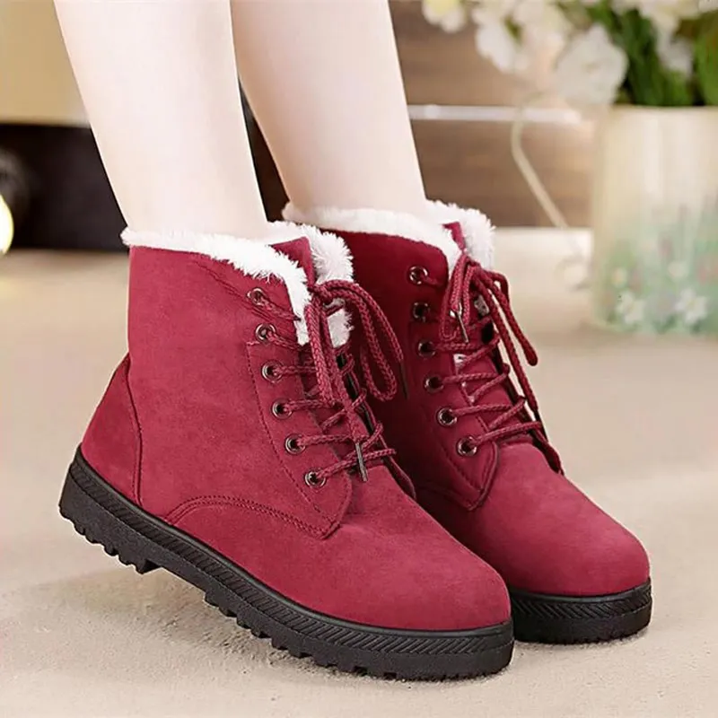 Snow Boots Women Classic Faux Suede Winter Women Boots Warm Plush Female Ankle Boots Hot Women Shoes Lace-up Shoes Woman WSH2461 - Image 8
