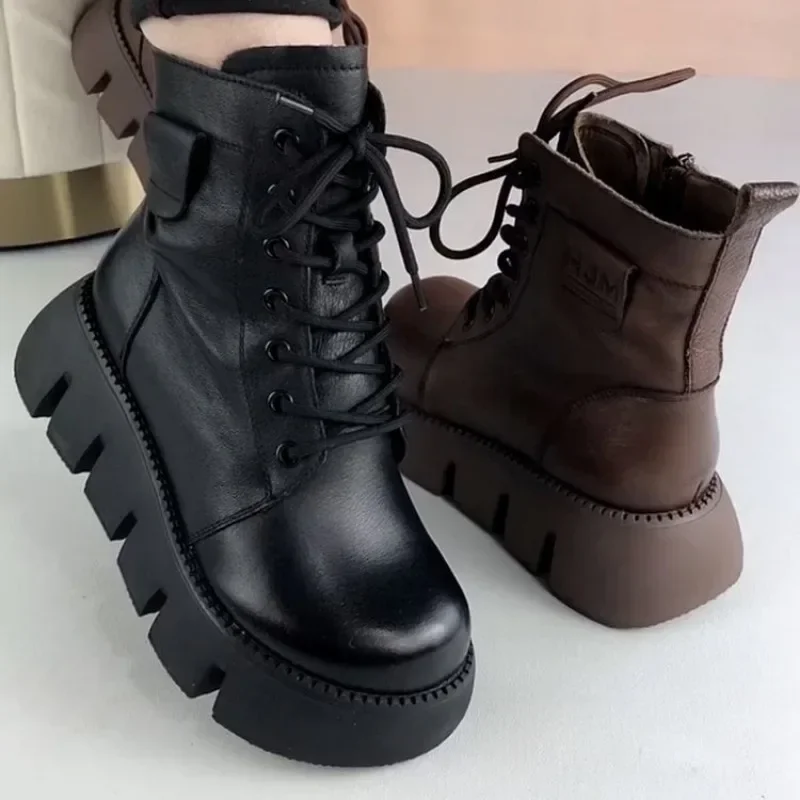 Snow Boots Womens Shoes 2025 New Boots Warm Wool Platform Shoes Thickened Cotton Shoes Cold Winter Round Toe Platform Boots - Image 4