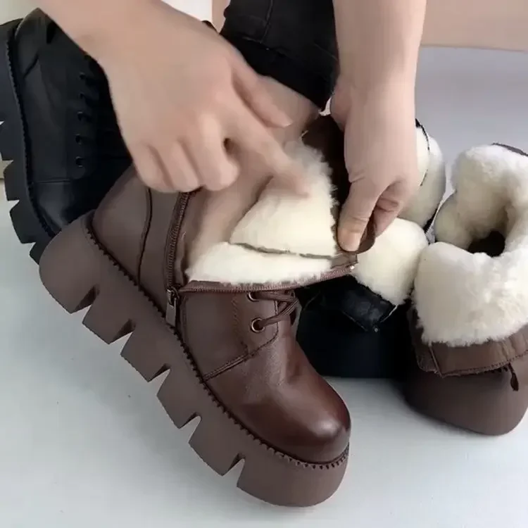 Snow Boots Womens Shoes 2025 New Boots Warm Wool Platform Shoes Thickened Cotton Shoes Cold Winter Round Toe Platform Boots - Image 7