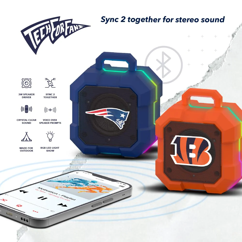 SOAR NFL Shockbox LED Wireless Bluetooth Speaker, Las Vegas Raiders - Image 3