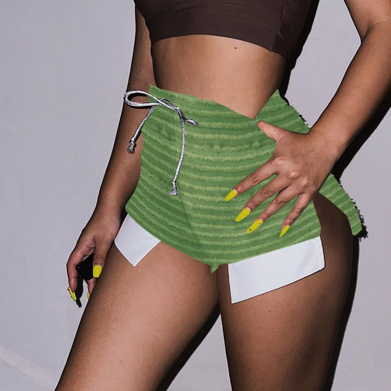 Soefdioo Striped Knitted Black Trousers Women Casual Soft Fleece High Waist Short Pants 2023 Female Bottoms Summer Shorts - Image 11
