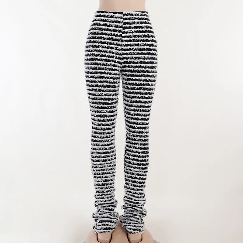 Soefdioo Striped Knitted Black Trousers Women Casual Soft Fleece High Waist Short Pants 2023 Female Bottoms Summer Shorts - Image 7