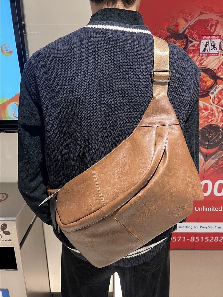 Soft Leather Shoulder Multi-Functional Casual Men's Chest Bag - Image 3